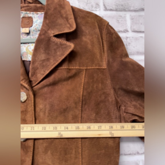 Vintage Wilsons Brown Leather 100% Suede Belted Jacket Size L Retro Style - Picture 3 of 8